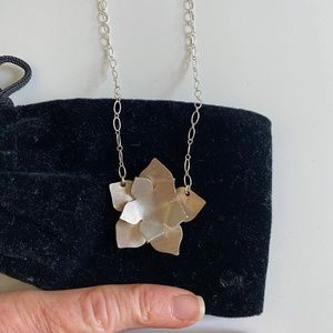 Artisan, silver lotus necklace
